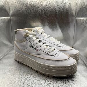 Size 9 Reebok Club C Geo Mid White Dark Green Womens Sneaker Shoes GZ4936‎